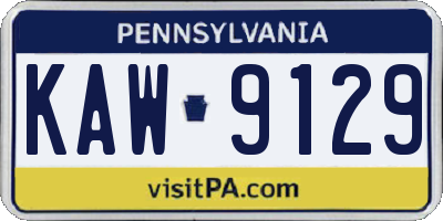 PA license plate KAW9129