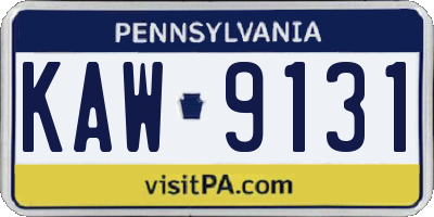 PA license plate KAW9131