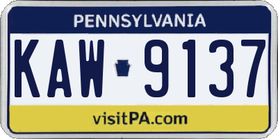 PA license plate KAW9137