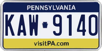 PA license plate KAW9140
