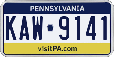 PA license plate KAW9141
