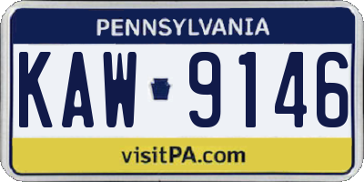 PA license plate KAW9146