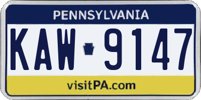 PA license plate KAW9147