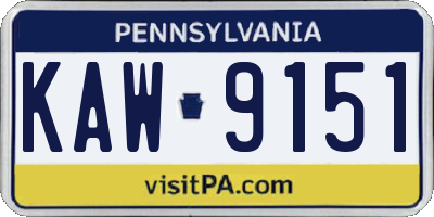 PA license plate KAW9151