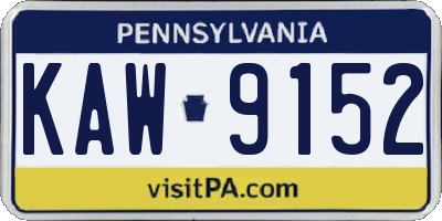 PA license plate KAW9152