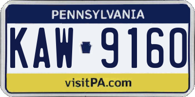 PA license plate KAW9160