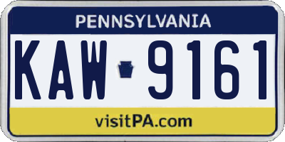 PA license plate KAW9161