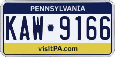PA license plate KAW9166