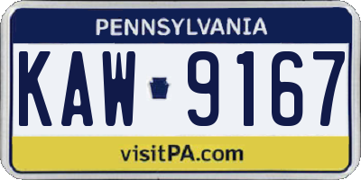 PA license plate KAW9167
