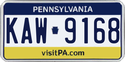 PA license plate KAW9168
