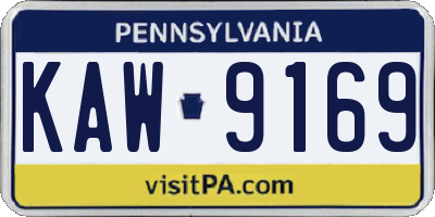 PA license plate KAW9169
