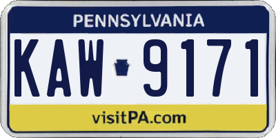 PA license plate KAW9171