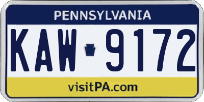 PA license plate KAW9172