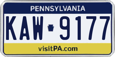 PA license plate KAW9177