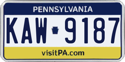 PA license plate KAW9187