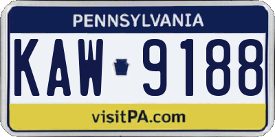 PA license plate KAW9188