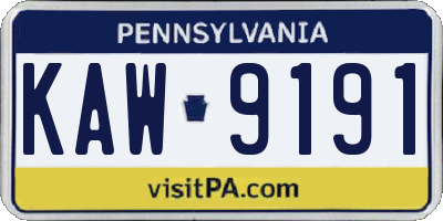 PA license plate KAW9191