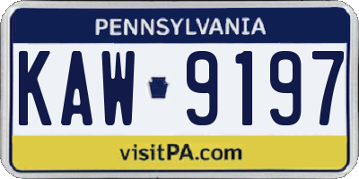 PA license plate KAW9197