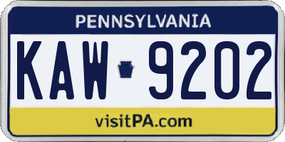 PA license plate KAW9202