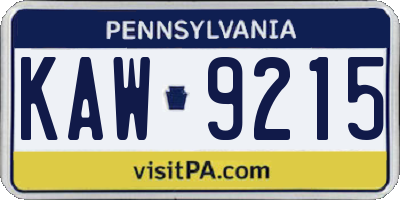 PA license plate KAW9215