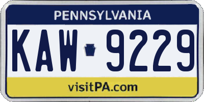PA license plate KAW9229