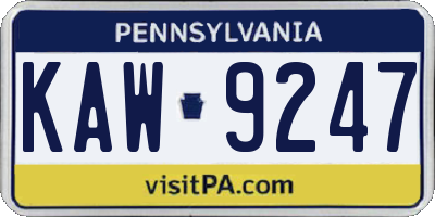PA license plate KAW9247