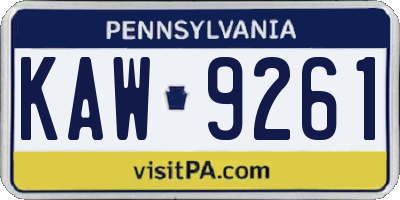 PA license plate KAW9261