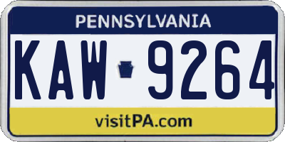 PA license plate KAW9264