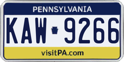 PA license plate KAW9266