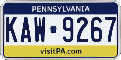PA license plate KAW9267