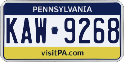 PA license plate KAW9268