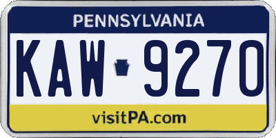 PA license plate KAW9270
