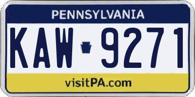 PA license plate KAW9271