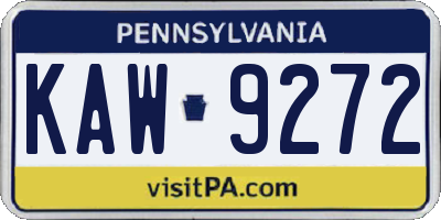 PA license plate KAW9272