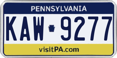 PA license plate KAW9277