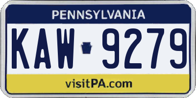 PA license plate KAW9279