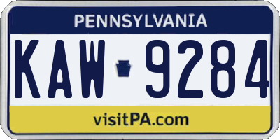 PA license plate KAW9284