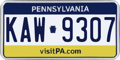 PA license plate KAW9307