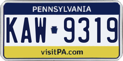 PA license plate KAW9319