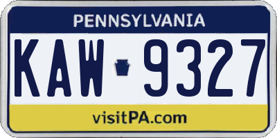 PA license plate KAW9327