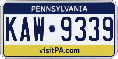 PA license plate KAW9339