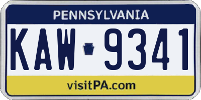PA license plate KAW9341