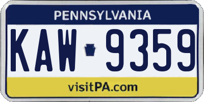 PA license plate KAW9359