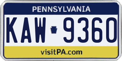 PA license plate KAW9360
