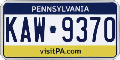 PA license plate KAW9370