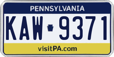 PA license plate KAW9371