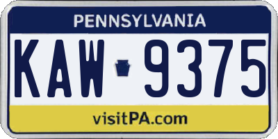 PA license plate KAW9375