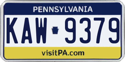 PA license plate KAW9379