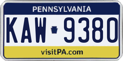 PA license plate KAW9380