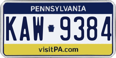 PA license plate KAW9384